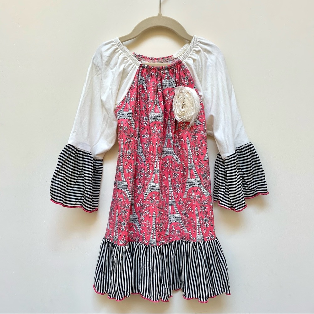 NEW Million Polkadots Pink Girls Size 4-5 Small Dress Eiffel Tower
